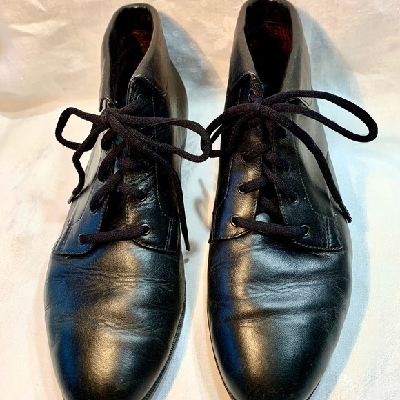 DanexX Women Vintage Black Leather Lace up Ankle Boots Comfy Durable size 9W - Picture 6 of 9